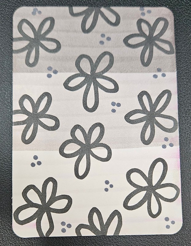 ACEO Original OOAK by Confetti Mail Grey and Black Acrylic Floral 2.5"x3.5" Mini