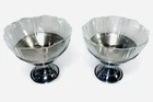 2 VTG 1930s Macbeth Evans American Sweetheart Sherbet with Chrome Metal Holders