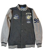 Funko HQ Varsity Jacket S Gray Snap Button Everett WA Original Patch Collectible