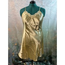 235-Delicates Satin Lace-Trim Chemise in Gold Tone