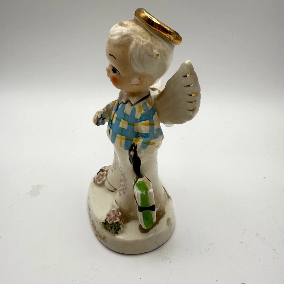 Винтажная фигурка ангела Napco Япония 92610 пижама для маленького мальчика подарок сентябрь - Изображение 2 из 4