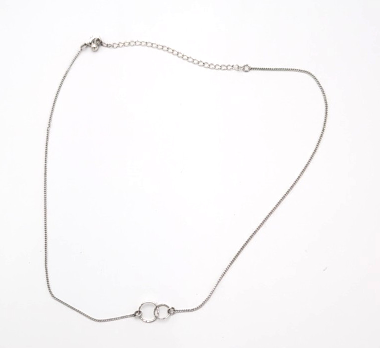 Silver Interlocking Circles Pendant Necklace - image 1