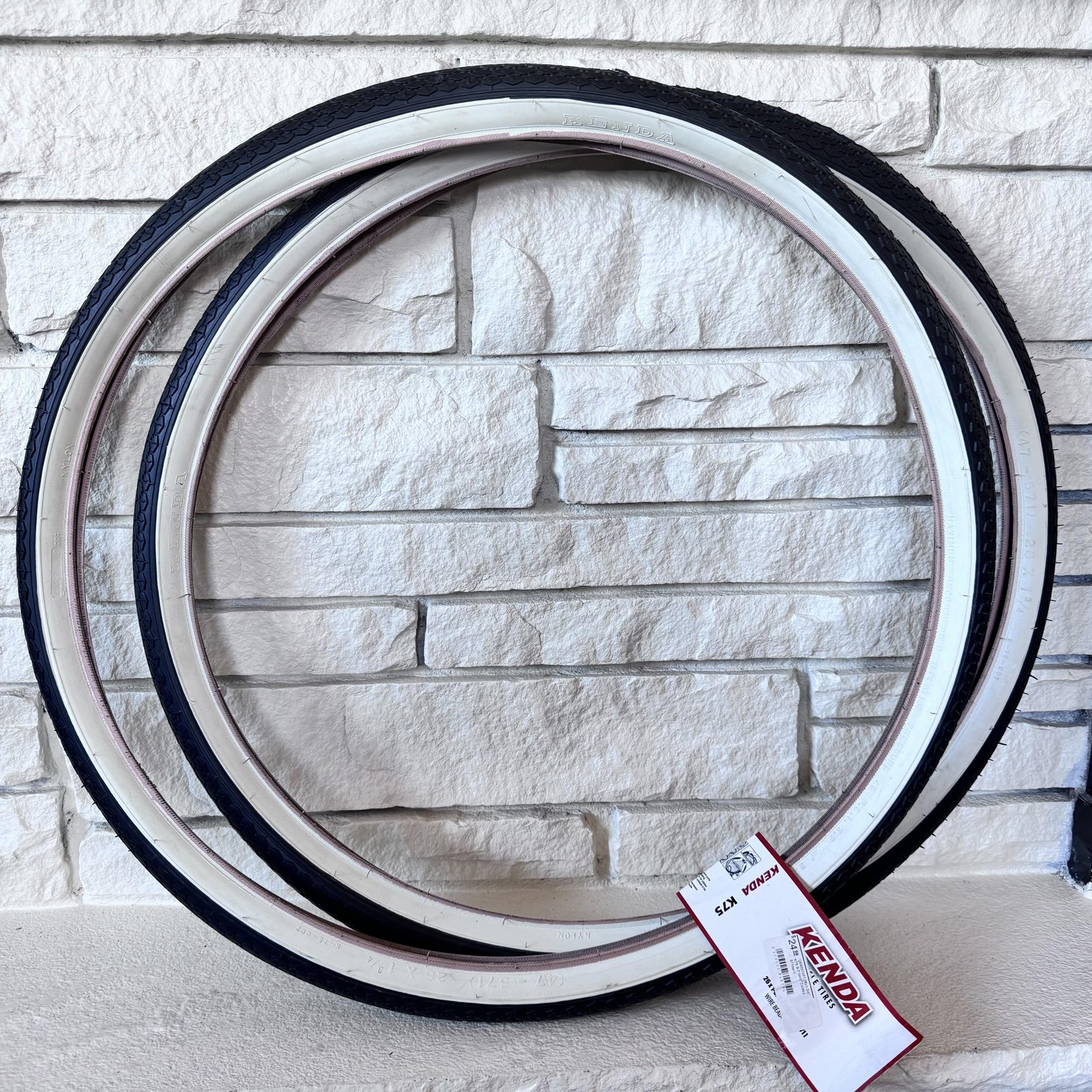 Kenda K75 26x1-3/4 47-571 Bike Tires Pair Whitewall Clincher Cruiser T01