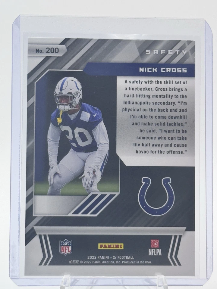 2022 Panini XR #200 Nick Cross Blue #/199 RC Rookie Colts - Image 2 of 2