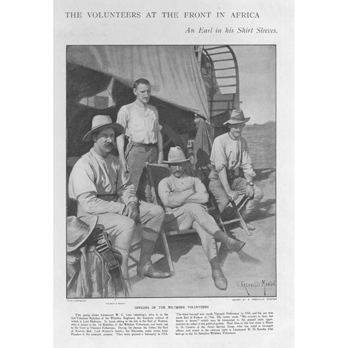 BOER WAR Officers of the Wiltshire Volunteers - Antique Print 1901