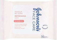 Johnson's Face Care Make Up Be Gone Refreshing Wipes, Pack of 25, Fast Delivery