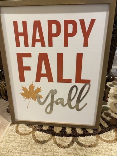 Happy Fall Yall Sign Y'all Wood Framed Autumn Decor Rustic Home thanks ...