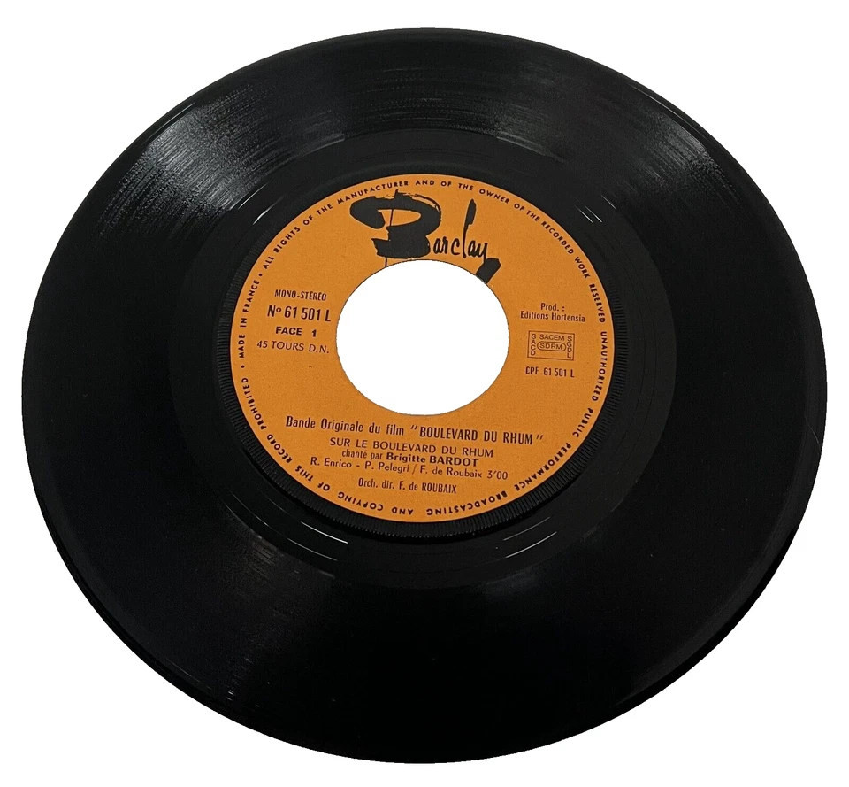 Boulevard du Rhum ~ 45 rpm w/Picture Sleeve Barclay Records French Import EX+ Foto 3 de 4