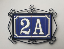 French Styled Hand-painted Blue Custom Address Ceramic Number Tiles 11 x 5.5 cm