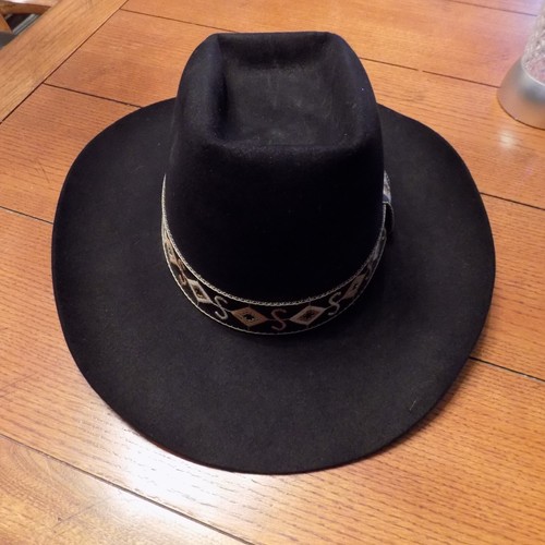 VTG Stetson Cowboy Hat 4X Beaver John B. Stetson Company Black leather band - Picture 5 of 24