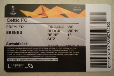 mint VIP TICKET UEFA EL 2018/19 RB Leipzig - Celtic FC # Auwaldblick