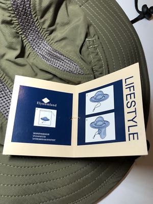 Elysiumland Outdoor Gear Sun Hat Neck Flap Chin Strap Fish Hiking