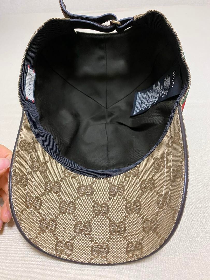 GUCCI GG Logo Pattern Baseball Cap Hat Men Size L Sherry
