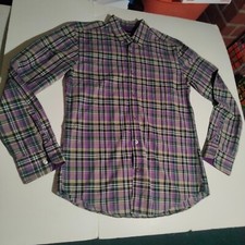 Boss Hugo Boss purple plaid long sleeve button up shirt slim fit medium men's