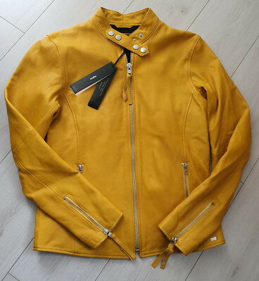 TIGHA Męska skórzana kurtka motocyklowa Arnulf Lucky Yellow