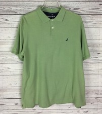 Nautica True Deck Shirt Men  s Green Short Sleeve 100 Cotton Polo Shirt Size M