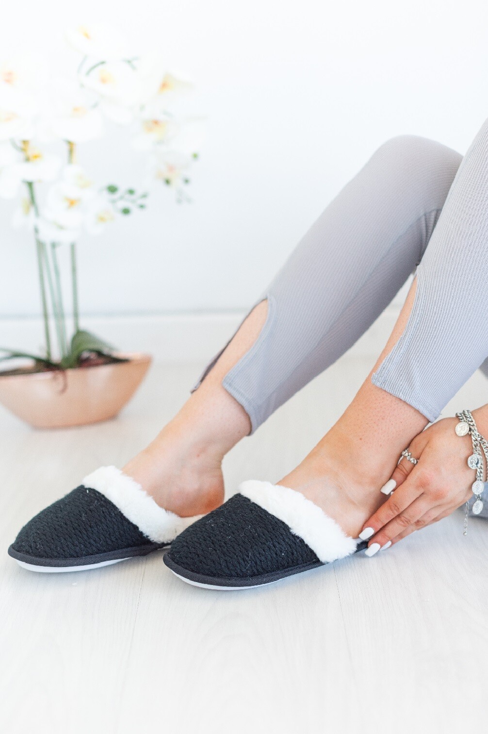 SAOLA PANTOFOLE DA INTERNO DONNA SUOLA RIGIDA CALDO PILE LAVORATO A MAGLIA FODERA PIATTA SLIP ON