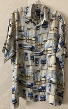 PURITAN BEIGE MENS SHIRT TROPICAL PALMS BUTTON DN SIZE XL