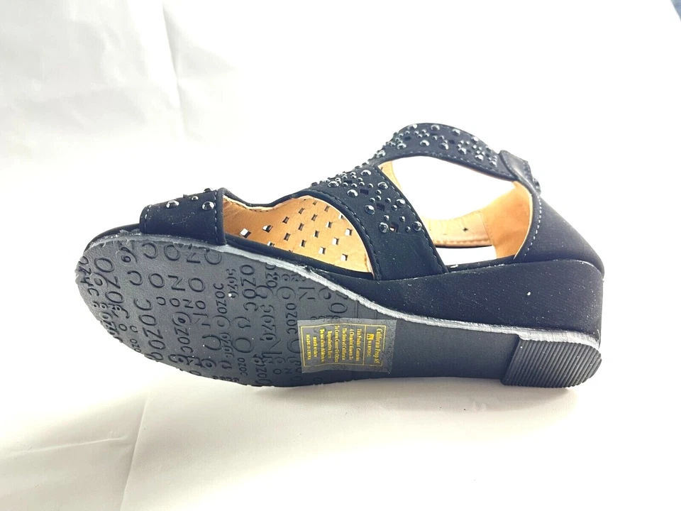 Nuevos niños gladiador cuña tacón cremallera sandalias punta abierta zapatos Foto 4 de 4