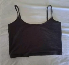 Black Sleeveless Low Cut Crop Cropped Singlet Tank Top Size 10 Small $4 EXPRESS