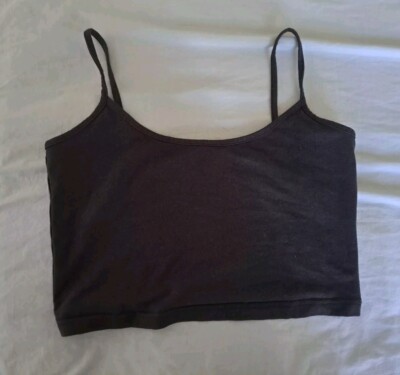 Black Sleeveless Low Cut Crop Cropped Singlet Tank Top Size 10 Small $4 EXPRESS