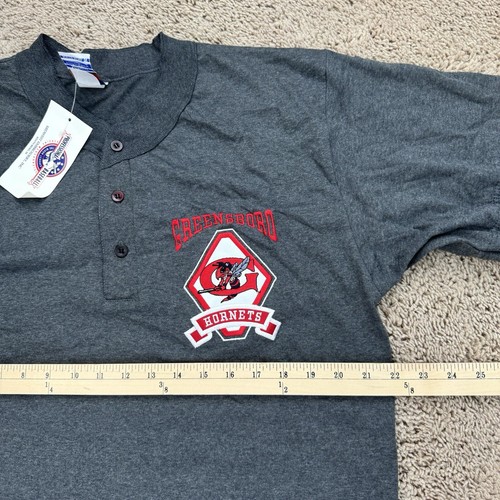 Vtg Columbus Clippers MiLB Jersey Mens L Gray Red Patch Logo Henley T Shirt NOS* - Picture 7 of 14