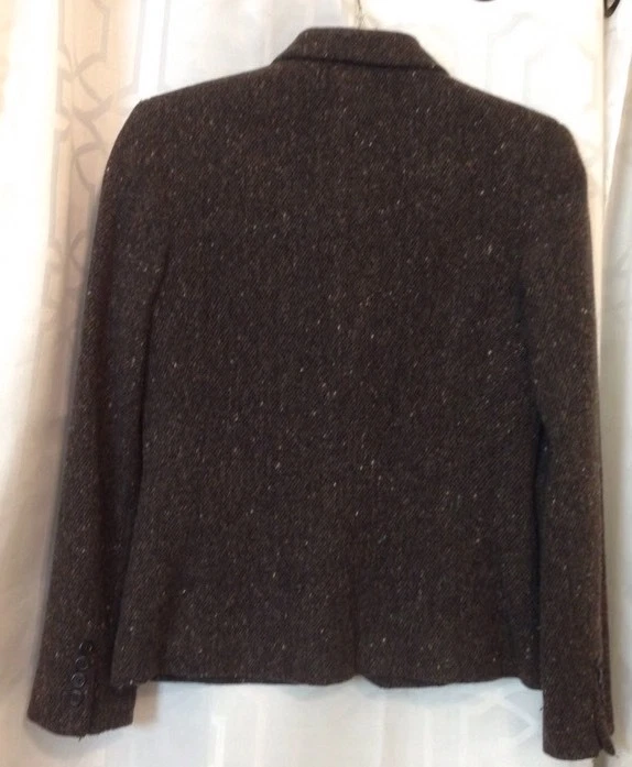 Chaqueta Ralph Lauren Tweed Marrón Con Manchas Blancas y Negras Talla 8 Foto 2 de 4