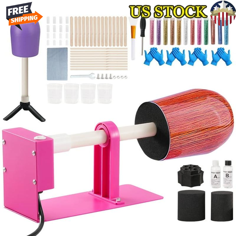 Cup Turner Starter Kit Epoxy Mixer Glitter Powder Tumbler Spinner Accessories US