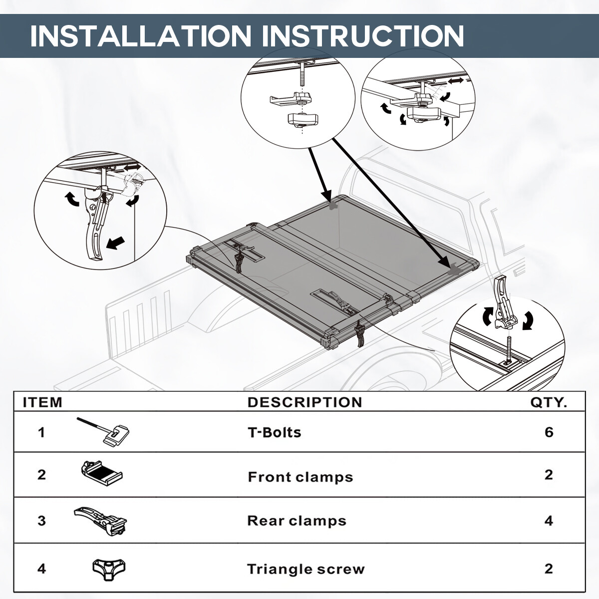 Universal Replacement Parts for Hard TriFold Tonneau Cover Rear / Front Clamp eBay