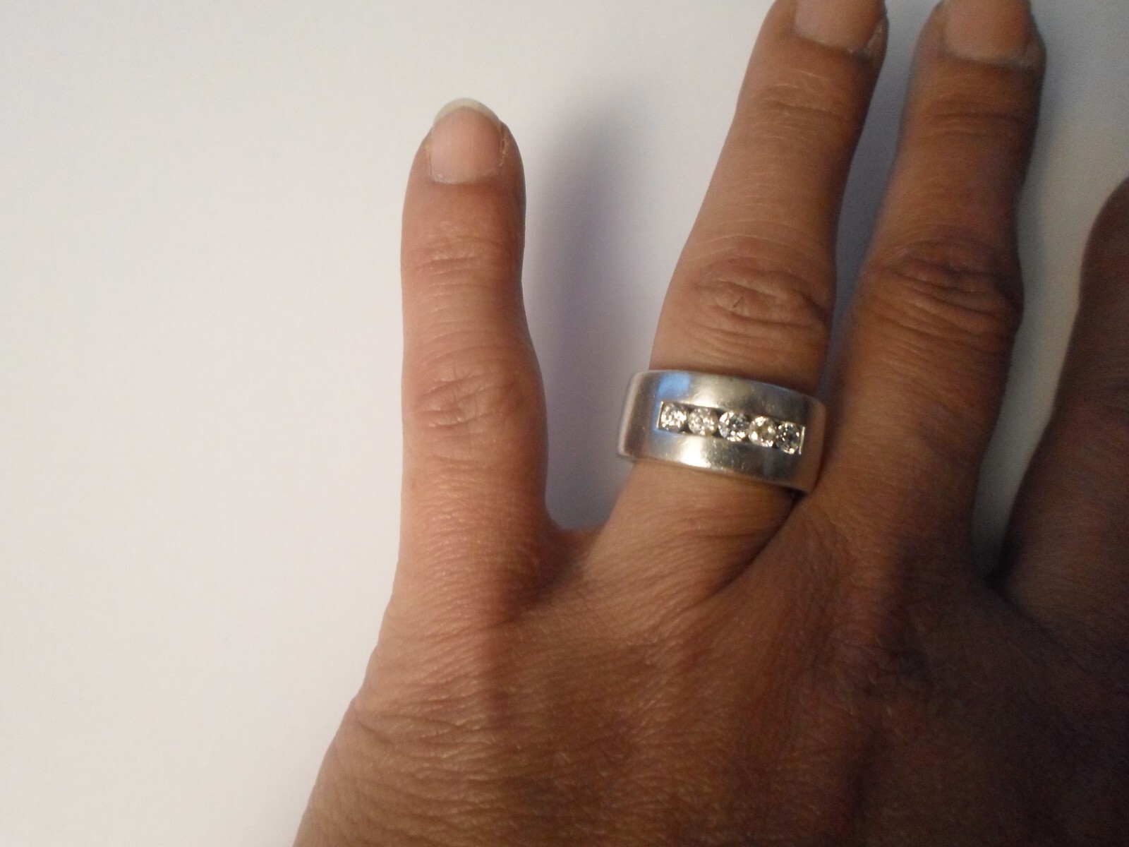 solid silver ring, zirconium inlaid ring, size 55… - image 1