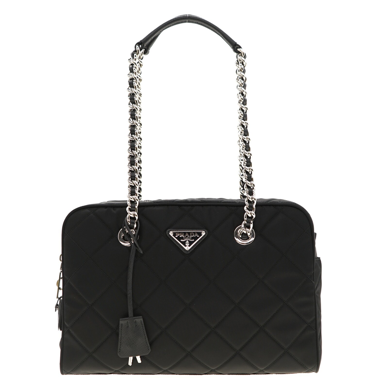 Prada Chain Shoulder Bag Quilted Black Nylon 1BB903 New eBay