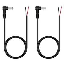 5.5mm x 2.1mm DC Power Pigtail Cable 2-Pack 3FT 90 Degree Right Angle DC Barr...