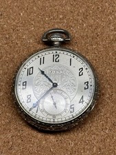Antique Elgin Round Mechanical Open Face Pocket Watch Silver-Tone