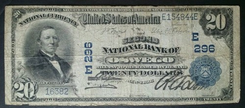 1902 $20 Second National Bank of Oswego New York National Currency Note - Bild 1 von 2