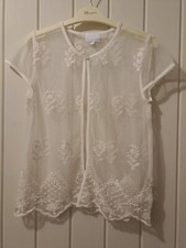 Cremefarbene transparente Partybluse Netz bes...