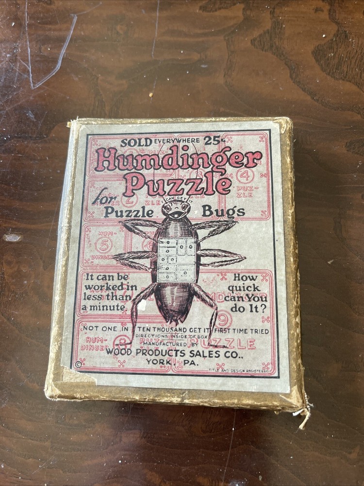 Vintage Wood Puzzle Sales Co York PA Humdinger Puzzle Advertising Brain Teaser