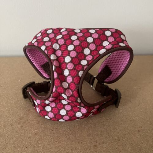 Pet Attire Dog Harness Extra Small  XS Neck Pink Brown Polka Dot Vest - Picture 1 of 6