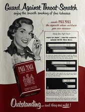 1951 Pall Mall Cigarettes Mild Outstanding Throat Scratch Famous VTG Print Ad