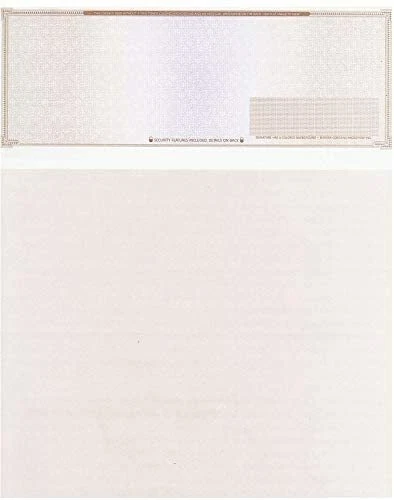 1000 Blank Check Stock Paper 'High Security' - Check On Top - Brown Mazed