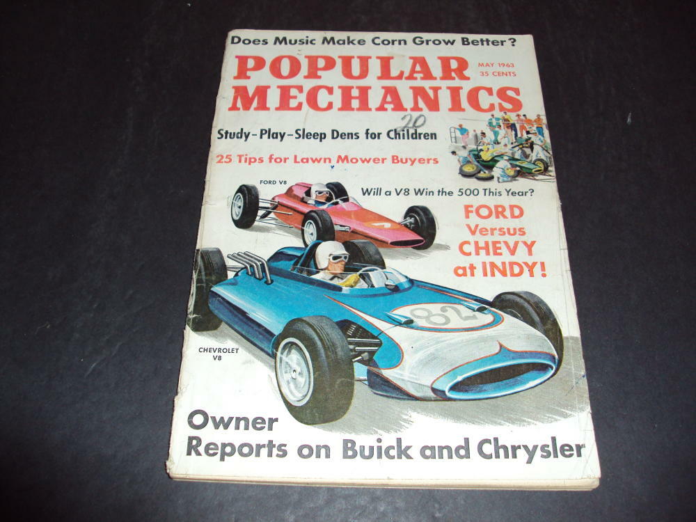 Popular Mechanics May 1963 Ford vs. Chevy at Indy, Chevrolet V-8      ID:34142