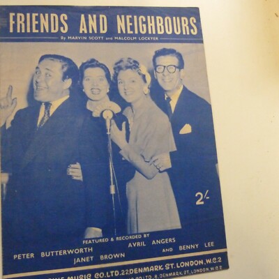 Liedblatt FREUNDE UND NACHBARN P Butterworth A Angers J Brown B Lee 1954