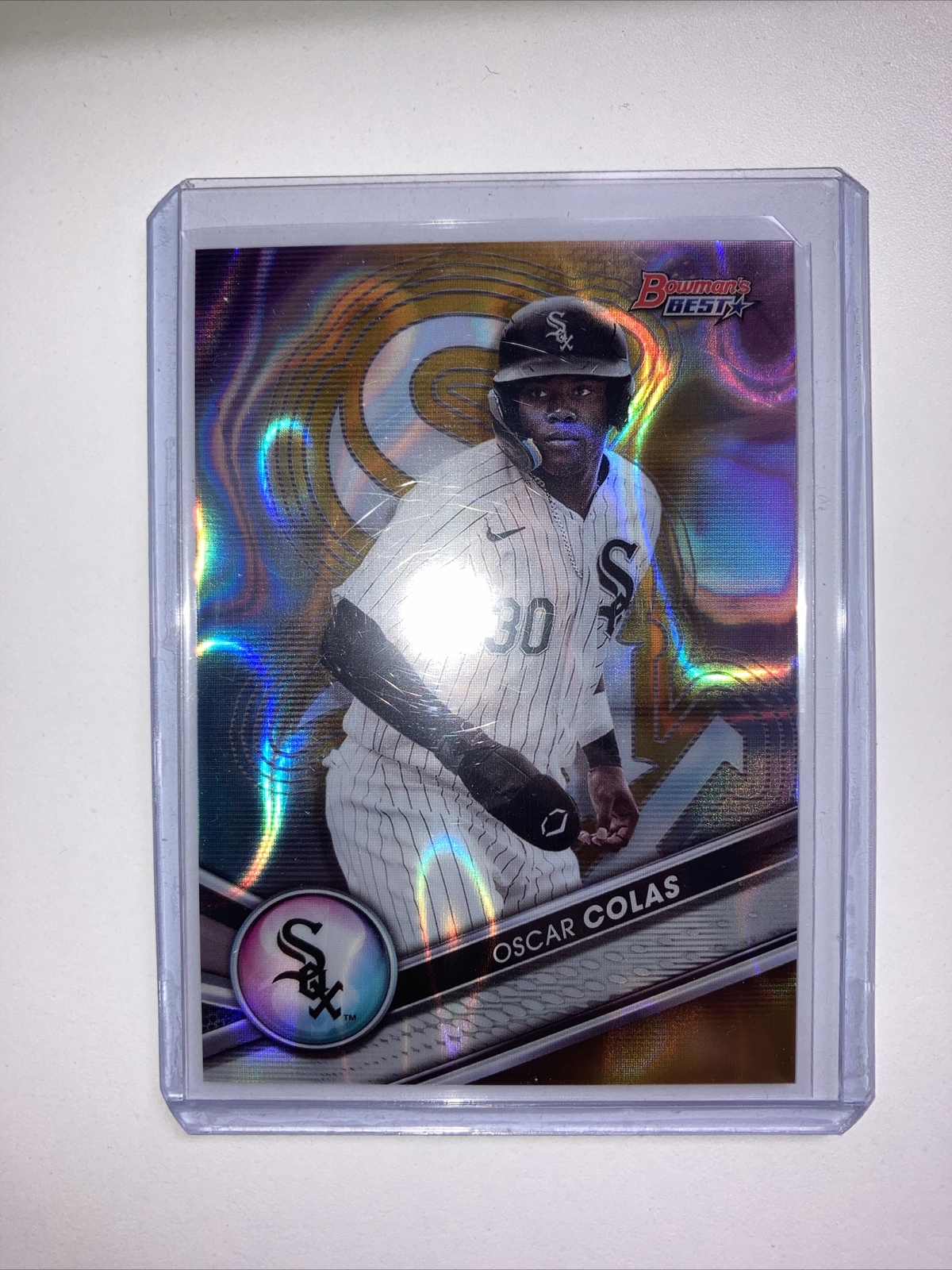 2022 Bowman’s Best Oscar Colas Gold Lava Refractor /75 Whitesox TP-28 Wave