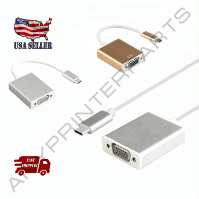 USB to VGA HDTV USB 3.1 Type C Thunderbolt 3 VGA Adapter Cable, Silver or Gold
