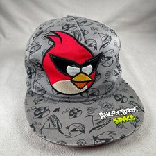 Angry Birds Space Hat Youth One Size Gray Snapback Cap Video Game Funny All Over