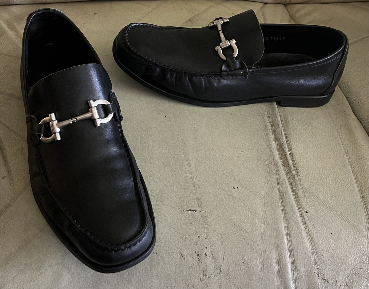 Salvatore Ferragamo loafers Black Gancini mens Size 7.5 EEE  display picture 3