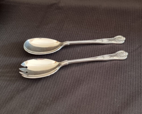 Quality Vintage Art Deco Kings Pattern Plated Salad Servers Saunders Sydney - Picture 1 of 8