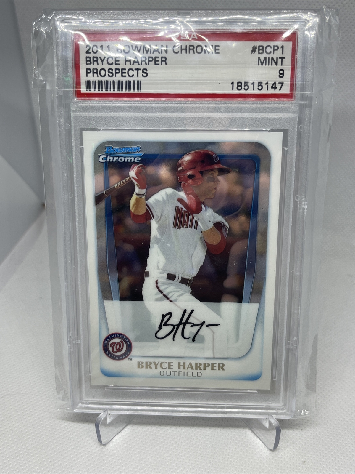 2011 BOWMAN CHROME PROSPECTS #BCP1 BRYCE HARPER PSA 9 MINT NATIONALS PHILS STAR