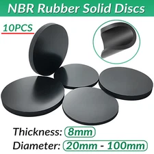 NBR Rubber Solid Discs Flat Round Pad Sealing Non-Slip Cushioning - 8mm thick