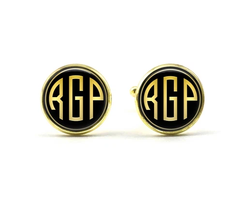 Personalized Great Gatsby Monogram Initial Cuff Links Stainless, Sterling Avail
