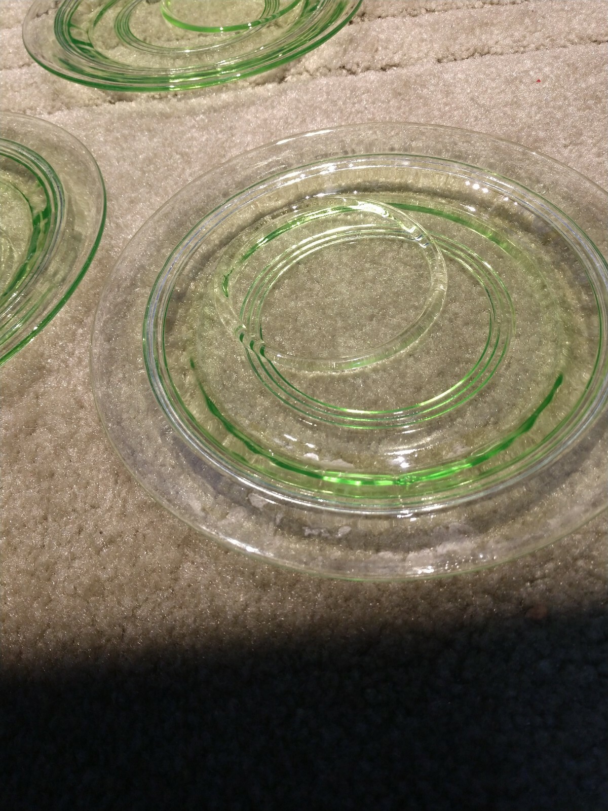 Set 5 vintage Green Glass Plates eBay